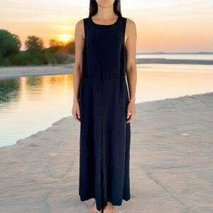 ASOS Y2K Super Wide Leg Jumpsuit Women Sz 4 Black Side Zip Boho Grunge Resort